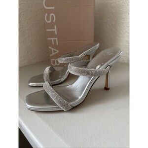 Just Fab Golden Hour Rhinestone Heels Wedding Event Black Tie Graduation Size 10